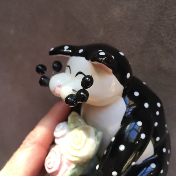 2001 Amy Lacombe Ceramic Black Polka Dot Tuxedo Cat Collectible Figurine - Picture 11 of 16